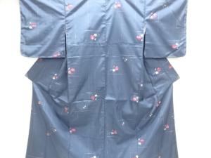 未使用品　花模様織り出し手織り紬着物アンサンブル